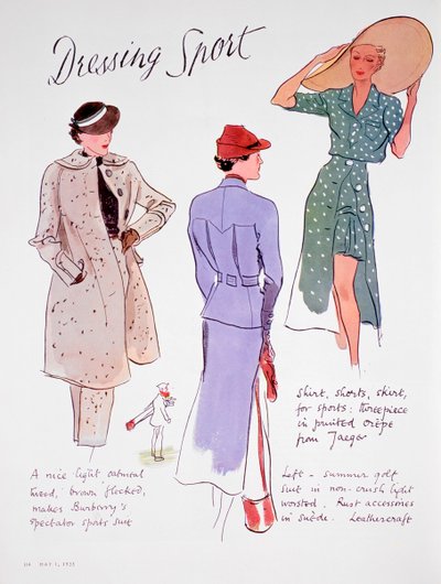 Dressing Sport, modeillustration, 1935 av Unbekannt