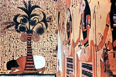Dricka från floden, tempelväggmålning, Thebe, Egypten av Unbekannt