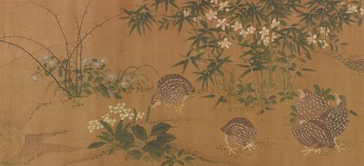 Ankor, blommor och vaktel, Mingdynastin, 1368-1644. av Unbekannt