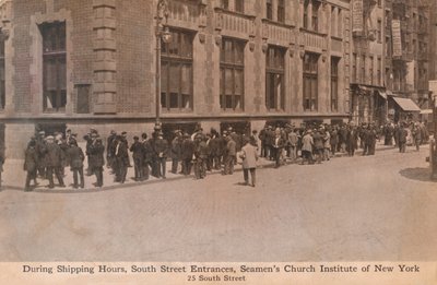 Under leveranstid, South Street Entrances, Seamens Church Institute of New York, c1888. av Unbekannt