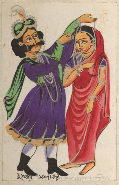 Dusmanta Garlanding Shakumtala, 1800-tal. av Unbekannt