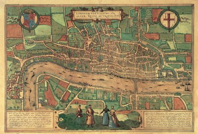 Den tidigaste tryckta kartan över London, 1574 av Unbekannt