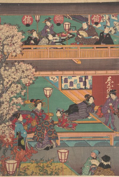 Tidig kväll i Yoshiwara Inn, 1800-talet. av Unbekannt