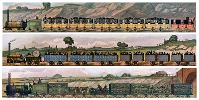 Tidiga järnvägsbussar, Liverpool och Manchester Railway, England, 1831, c1900-1920 av Unbekannt