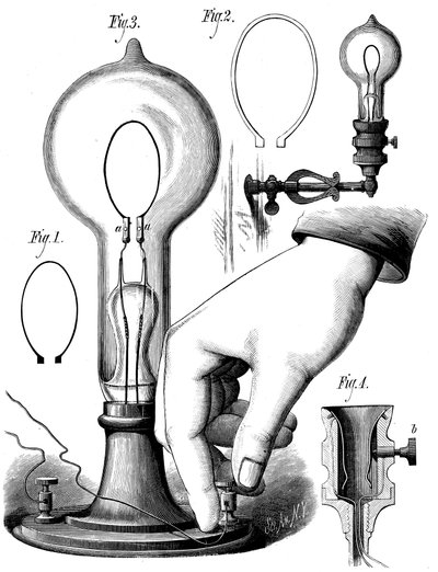 Edisons kolfilamentlampa, 1880 av Unbekannt