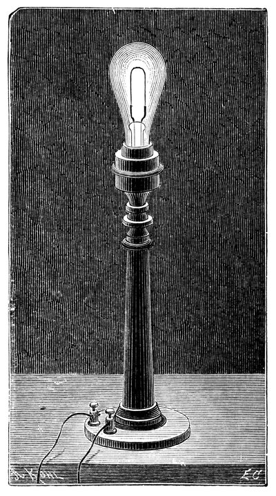 Edisons glödlampsglob i en bordslampa, 1891 av Unbekannt