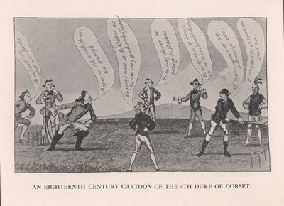 Edward Sackville 1591-1652, 4:e hertigen av Dorset, spelar cricket, 1700-talet 1912 av Unbekannt