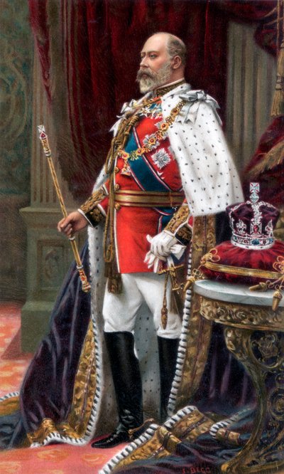 Edward VII i full kröningsdräkt, 1902 av Unbekannt