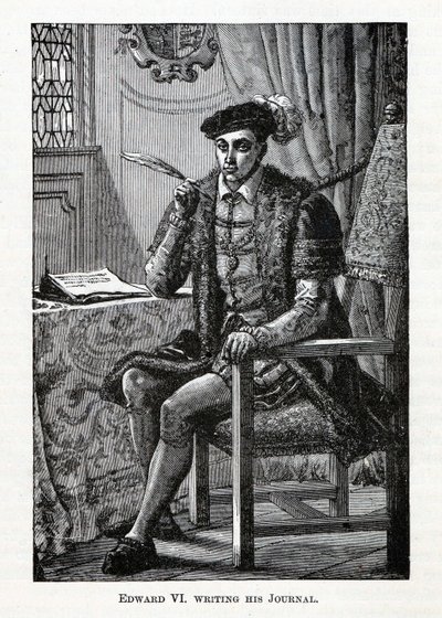 Edward VI skrev sin tidskrift, 1882 av Unbekannt