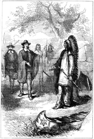 Edward Winslows besök i Massasoit, 1600-talet c1880 av Unbekannt