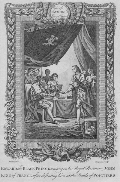 Edward den svarte prinsen väntar på sin kungliga fånge John, kung av Frankrike, c1787 av Unbekannt