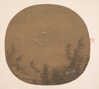 Egrets in Water Reeds, sent 1100-tal. av Unbekannt