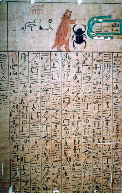 Egyptiska hieroglyfer från en dödsbok av Unbekannt