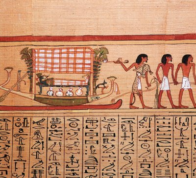 Egyptisk papyrus som visar att ta mumien till begravningsplatsen, 1200-talet f.Kr av Unbekannt