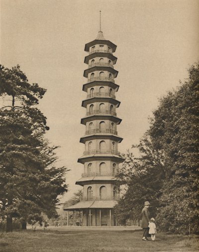 Artonde århundradets version av en pagod i Kew Gardens, c1935. av Unbekannt
