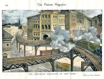 Elevated Railway i New York, från The Picture Magazine, c1800-talet av Unbekannt