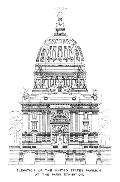 Förhöjning av USA:s paviljong vid Parisutställningen, 1900 av Unbekannt