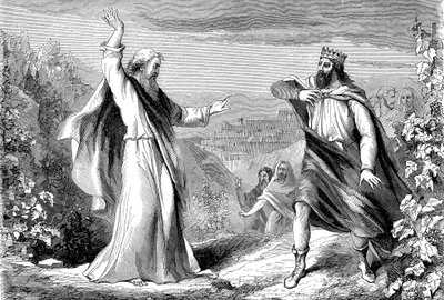 Elia, Gamla testamentets profet. fördömer Ahab, Israels avgudadyrkand kung, i Nabots vingård av Unbekannt