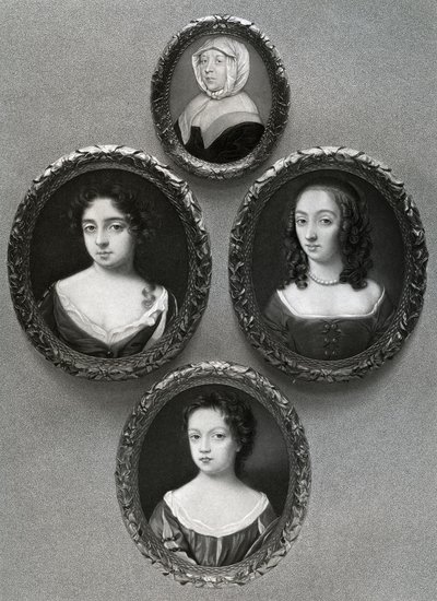 Elizabeth Cromwell, mor till Oliver Cromwell och hans döttrar, Mary, Elizabeth och Bridget, 1899. av Unbekannt