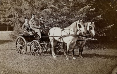 Kejsar Alexander III 1845-1894 och kejsarinnan Maria Fyodorovna 1847-1928 på en hästvagn. av Unbekannt