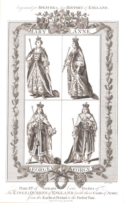 Engelska kungar och drottningar med vapen, 1780-1800 av Unbekannt
