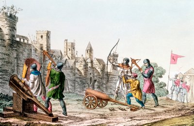 Engelska trupper attackerar en fransk stad, hundraåriga kriget, 1337-1453 c1830 av Unbekannt