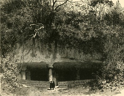 Ingången till grottan vid Elephanta Bombays presidentskap, 1890. av Unbekannt
