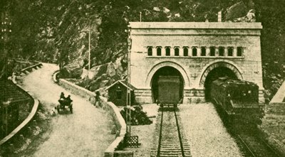 Ingången till Simplon-tunneln 12 12 Miles Long som förbinder Schweiz och Italien, c1930. av Unbekannt
