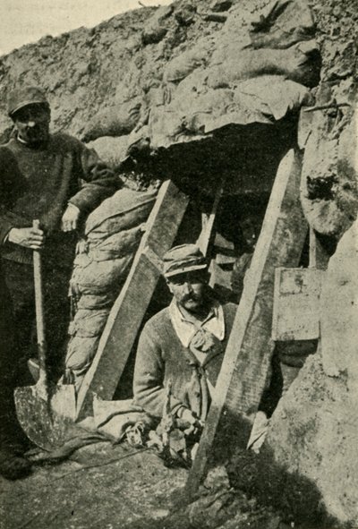 Ingång till en sap längs den franska fronten, första världskriget, 1915, c1920. av Unbekannt
