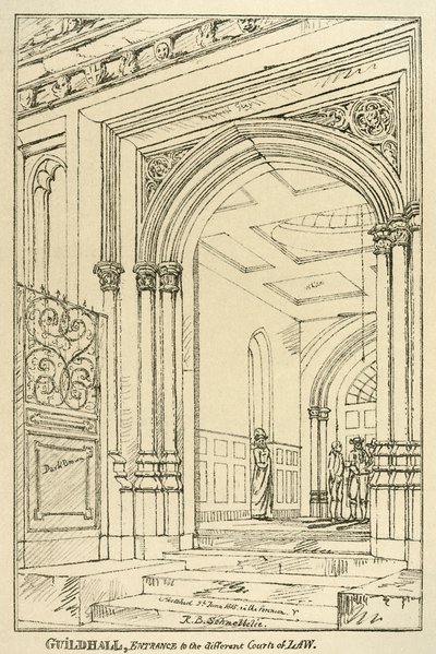 Inträde till de olika domstolarna, Guildhall, London, juni 1815 1886 av Unbekannt
