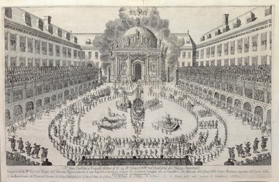 Ryttarbalett på innergården i Wiener Hofburg, 1667. av Unbekannt