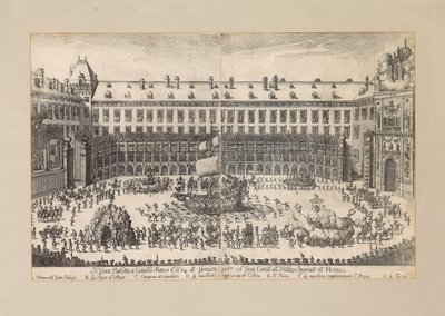 Ryttarbalett på innergården i Wien Hofburg ..., 1667. av Unbekannt