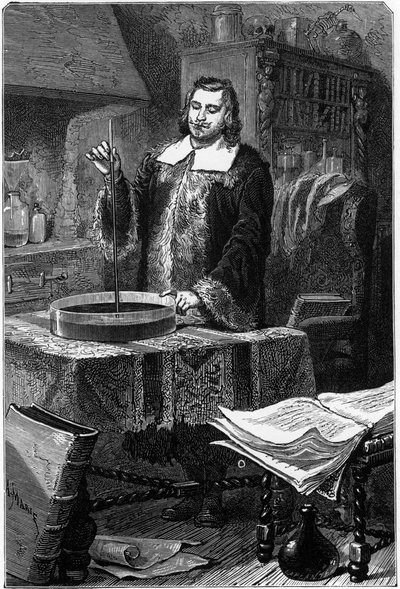 Evangelista Torricelli, italiensk fysiker, uppfann kvicksilverbarometern, 1643 1873 av Unbekannt