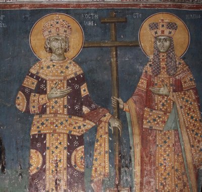 Exaltation of the Cross. Saints Constantine the Great and Helena, 1321-1322 av Unbekannt