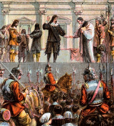Avrättning av Karl I, 1649, c1850 av Unbekannt