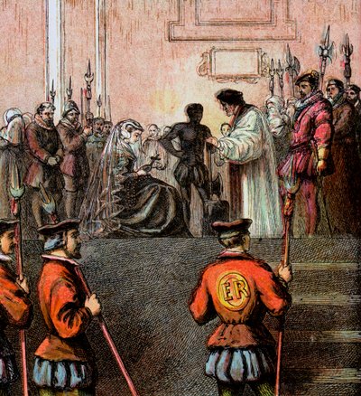 Avrättning av Mary, Queen Of Scots, 1587, c1850 av Unbekannt