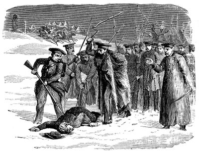 Förvisad rysk fånge som disciplineras, 1874 av Unbekannt
