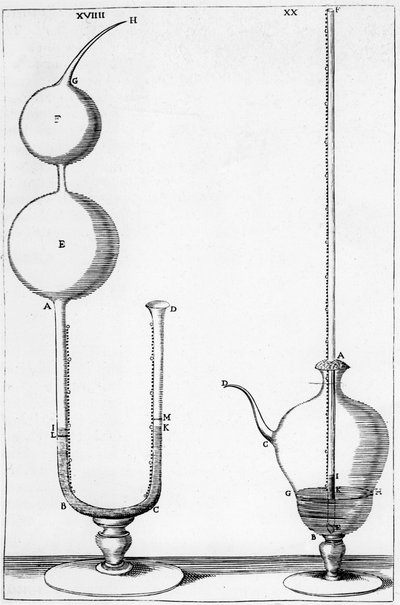 Experimentella barometrar som används av Accademia dell Cimento, Florens, Italien, 1691 av Unbekannt