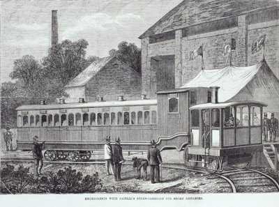 Experiment med Fairlies ångvagn för korta sträckor, augusti 1869 av Unbekannt