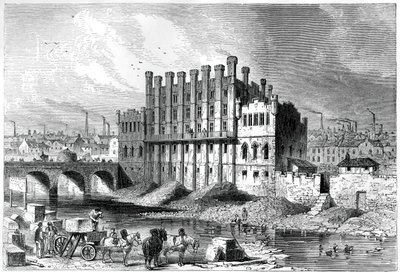 Exteriörvy av Castle-slipkvarnen i Sheffield, 1886 av Unbekannt