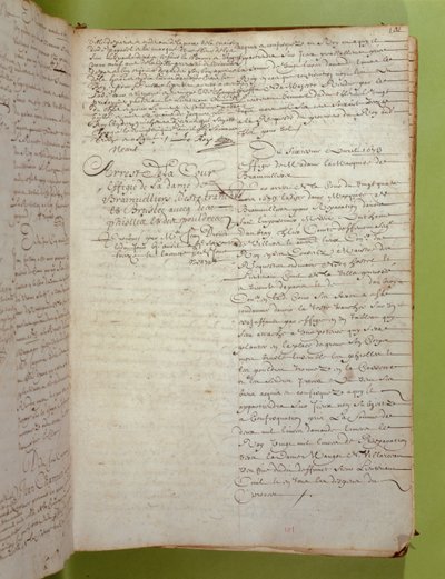 Utdrag ur Conciergerie-protokollen om dödsdömandet genom avrättning och bränning av markisen de Brinvilliers, april 1673 (penna och bläck på papper) av Unbekannt