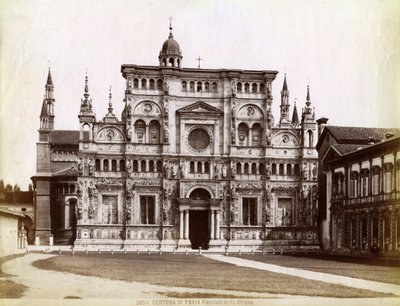 Fasad, Church of the Certosa di Pavia Charterhouse of Pavia Lombardiet, norra Italien, 1890 av Unbekannt