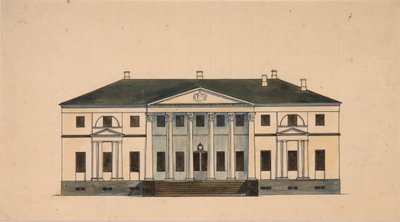 Fasad av huset i Golitsyn Petrovo-Dalneye Estate, första kvartalet av 1800-talet. av Unbekannt