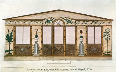 Fasadmålning av Langlois Apothecarys Shop, Paris, Frankrike, 1928. av Unbekannt