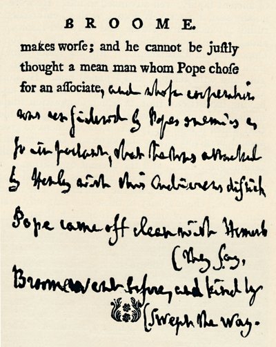 Faksimil av ett korrigerat bevis av Johnson på hans liv av poeterna, från originalet i For av Unbekannt