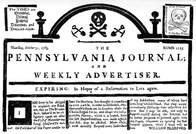 Faksimil av Pennsylvania Journal on the Stamp Act, 1765 c1880 av Unbekannt