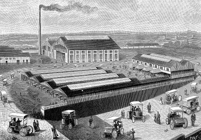 Fabrik för tillverkning, laddning och service av elektriska hytter, Aubervilliers, Frankrike, 1899 av Unbekannt