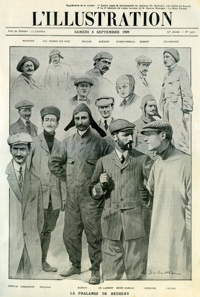 Berömda flygare, omslag till LIllustration, 4 september 1909 av Unbekannt