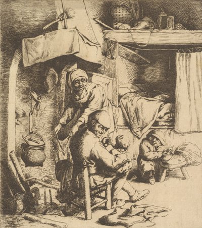 Fader matar barn, 1610-85. av Unbekannt