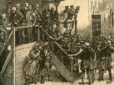 Fader John Murphy ledde sina hyresgäster att rösta i Clare-by-valet, Irland, 1828 c1890. av Unbekannt